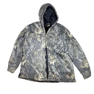 Canyon Guide Jacket Mens XL Brown Camo Quilted Lined Cotton Hooded Hunting Work